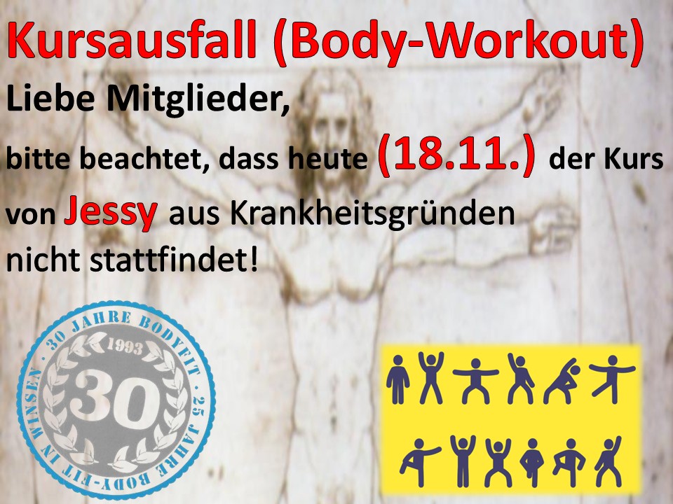 KursausfallBodyWorkoutDienstag